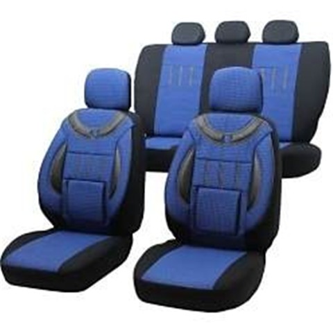 Seat Exeo Uyumlu Jakarlı Oto Koltuk Kılıfı (Mavi-Siyah)