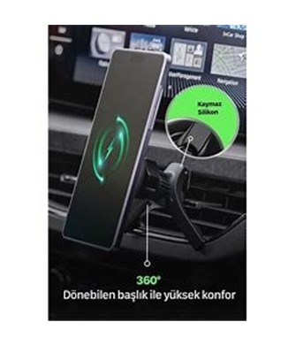 Xenon Smart Araç İçi Telefon Tutucu + Çakmaklık Şarj 15W Hızlı Kablosuz Sensörlü Otomatik Kavrama X6401 Siyah