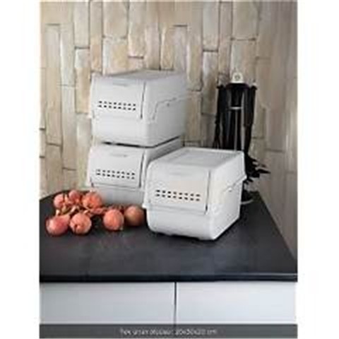 Jet's Home 3'Lü Set Organizer Erzak Kutusu Bpa Free Saklama Kutusu Soğanlık Sebzelik Sepet Gri 8 Lt X 3