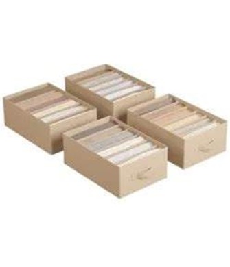 SONGMICS Kleiderschrank-Organizer 4Er Set, 6 Fächer, Faltbar | Aufbewahrungsbox, Schubladen-Ordnungssystem, 42 X 30 X 17 Cm, Für Hosen, Kleidung, Beige Und Tan, TINA Kollektion RUS009K01