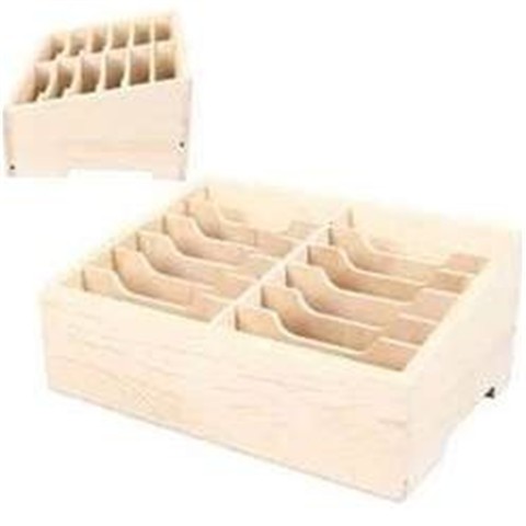 Fyearfly Holzaufbewahrungsbox Mit Mehreren Fächern, Aufbewahrungsbox Mit 12 Fächern, Handy-Display-Etui, 12-Fach-Holz-Tischaufsteller, Für Zuhause, Klassenzimmer, Laden
