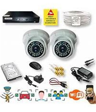 Qromax 2 Kameralı Set Araç Yüz Har. Algılayan Gece Görüşlü 36Ir LED 5MP Sony Lensli 1080P Dome Güvenlik Kamerası Seti D136b-114-02