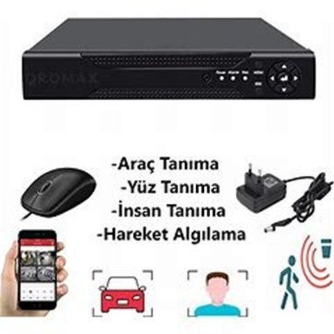 Qromax 6 Kameralı Set - Araç İnsan Yüz Hareket Algılayan Gece Renkli Gösteren 5 MP Lensli 1080P Güvenlik Kamerası Seti 784W-1