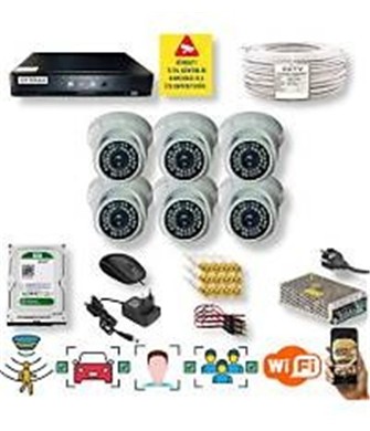 Qromax 6 Kamera Araç Yüz Hareket Algılayan Gece Görüşlü 36Ir Led 5MP Sony Lensli 1080P Dome Güvenlik Kamerası Seti D136b-118-06