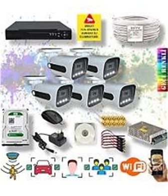 Qromax 5 Kameralı Set - Araç İnsan Yüz Hareket Algılayan Gece Renkli Gösteren 5 MP Lensli 1080P Güvenlik Kamerası Seti 784W-1