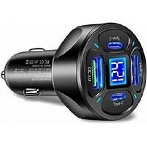 Zuidid LED Dijital Ekranlı 2 USB - 2 Type C Portlu Siyah Hızlı Araç Şarjı