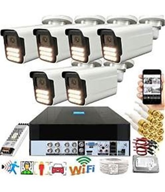Bises 6'Lı Araç İnsan Yüz Tanımalı Hareket Algılayan 5 MP Lens 15 Warm Led Gece Renkli Kamera Seti 5915W-P