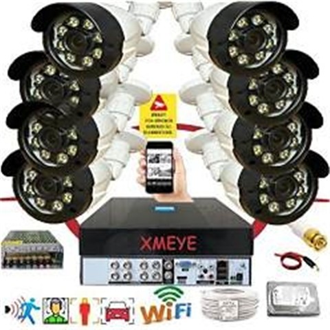 Bises 8'Li Araç İnsan Yüz Tanımalı Hareket Algılayan 5 MP Lens 8 Warm Led Gece Renkli Kamera Seti 2308W